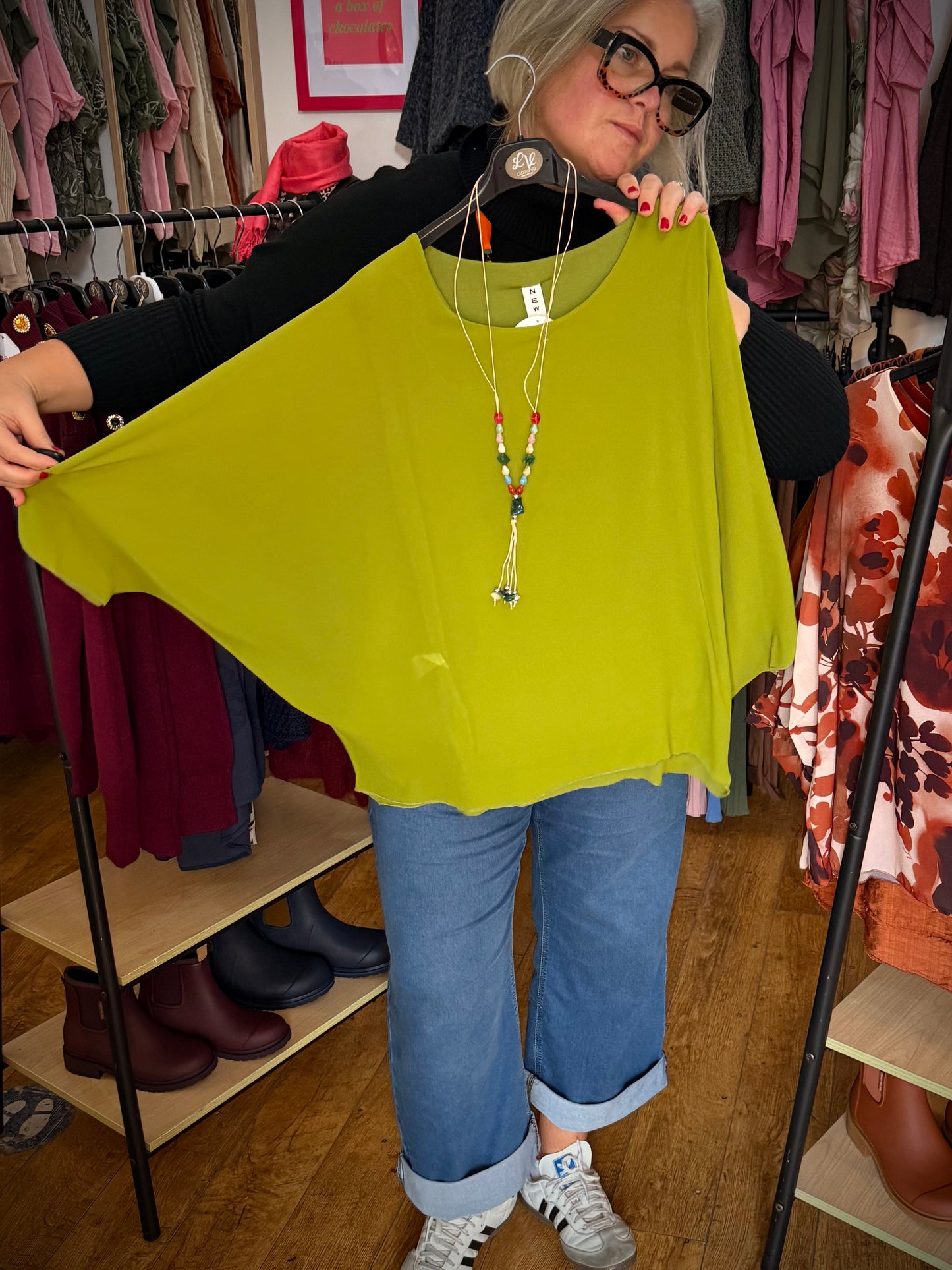 Sheer batwing top