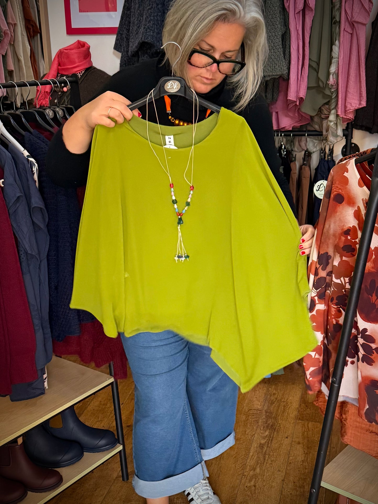 Sheer batwing top