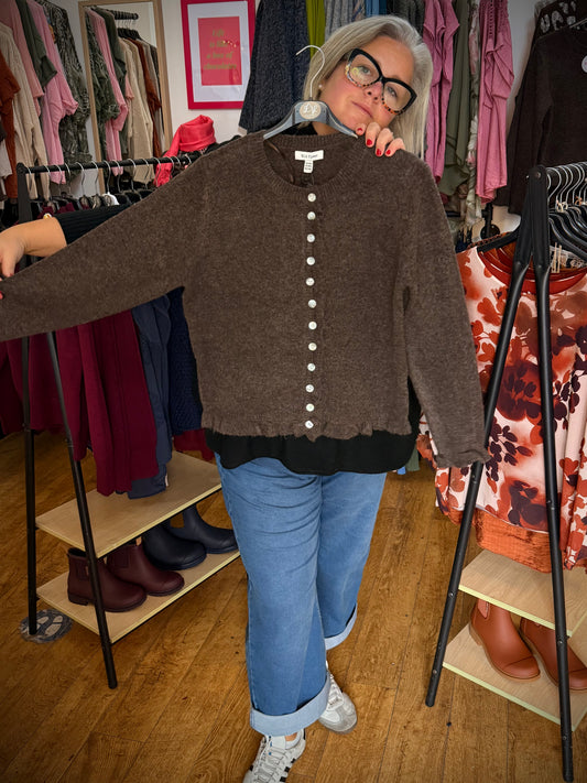 Coffee soft knit cardi