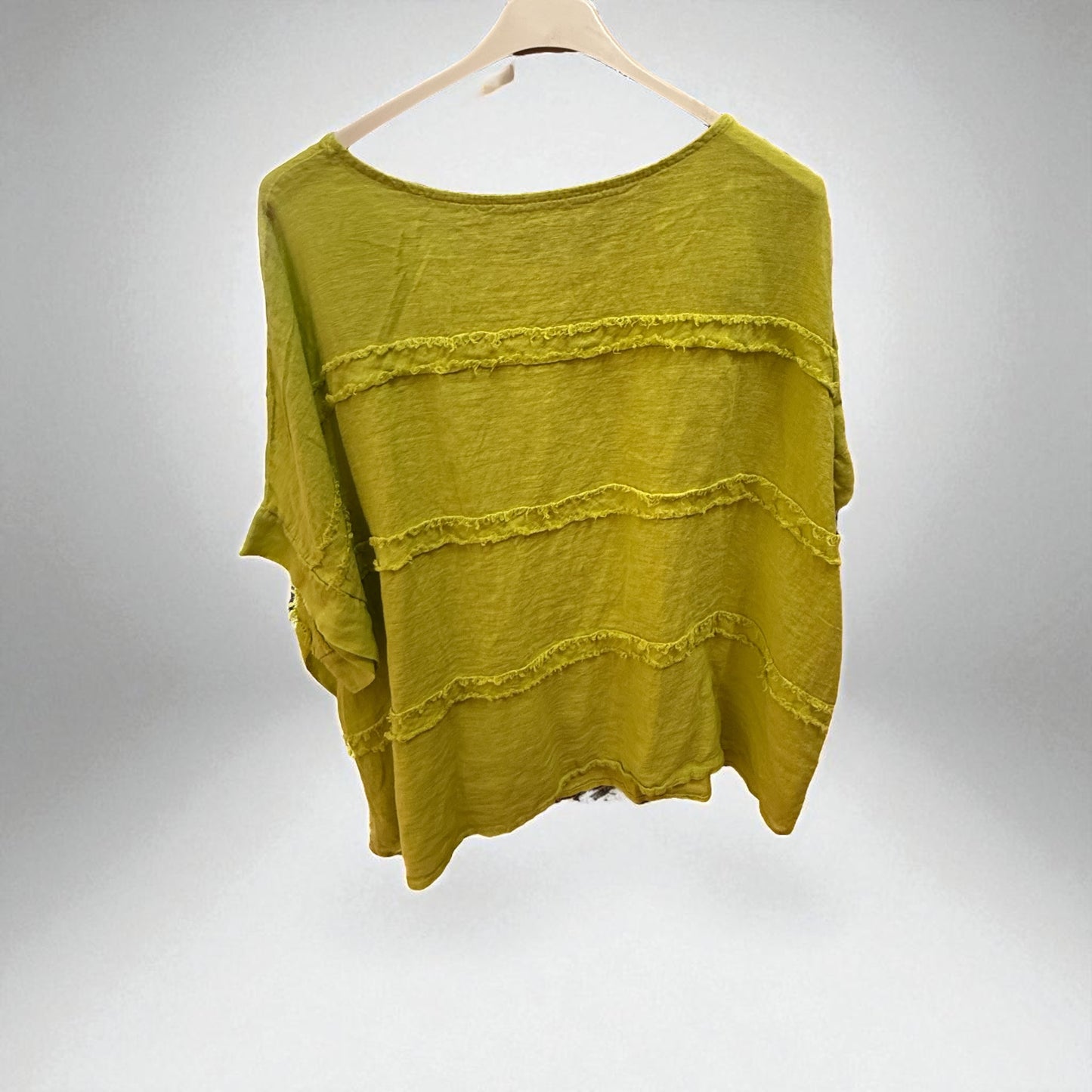 Frayed detail linen top- one size fits 12 - 26