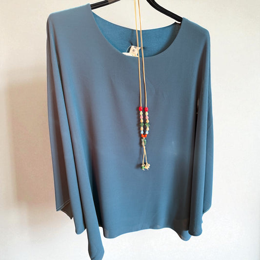 Sheer batwing blouse with vest top underlay. One size fits 12-18/20