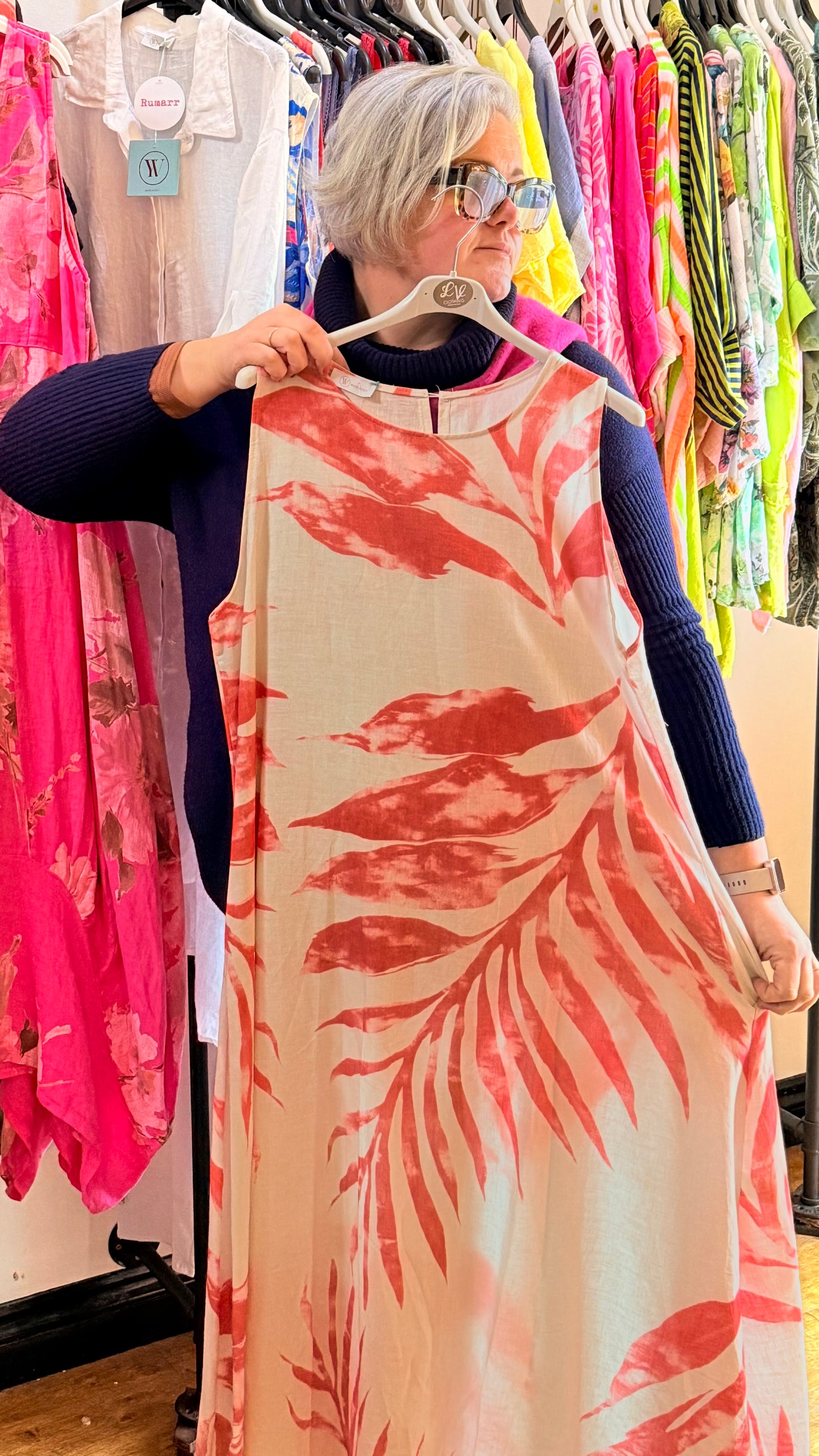 Midaxi linen dress (with pockets!) one size fits 10-16/18