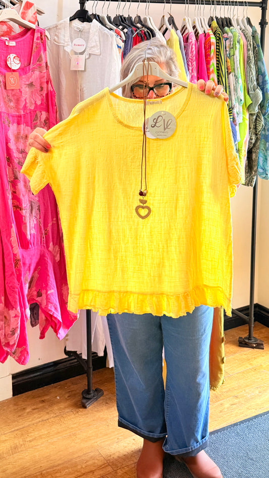 Yellow linen top