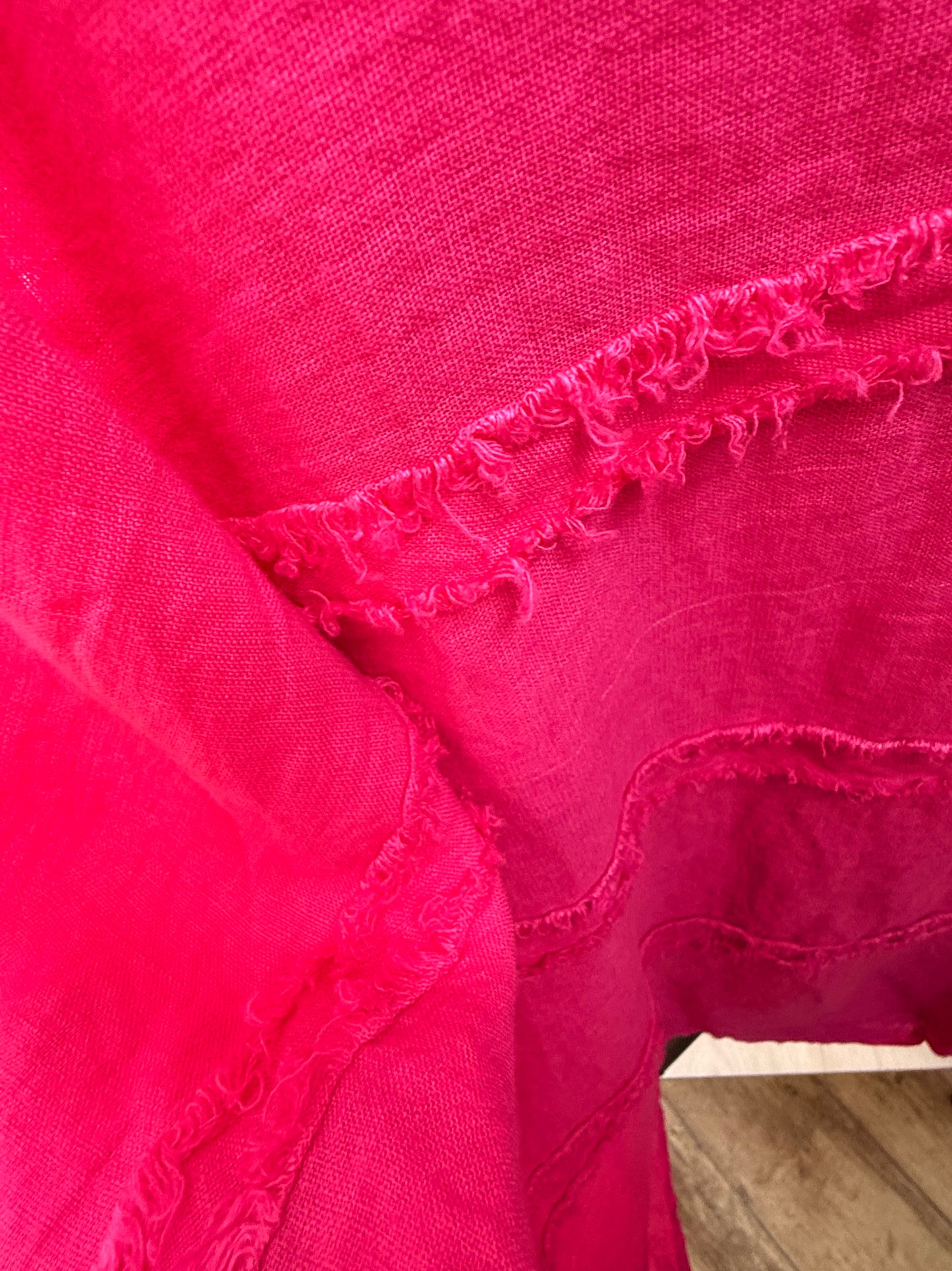 Frayed detail linen top- one size fits 12 - 26
