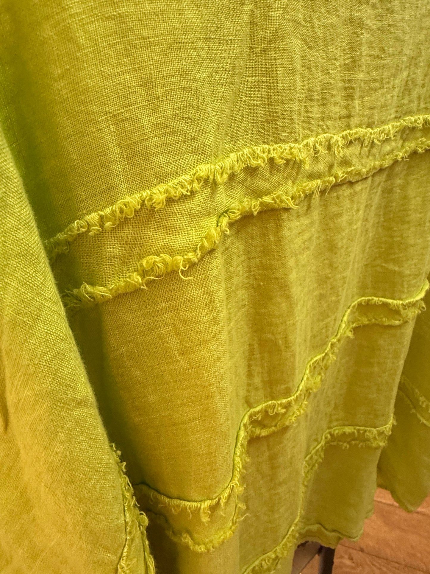 Frayed detail linen top- one size fits 12 - 26
