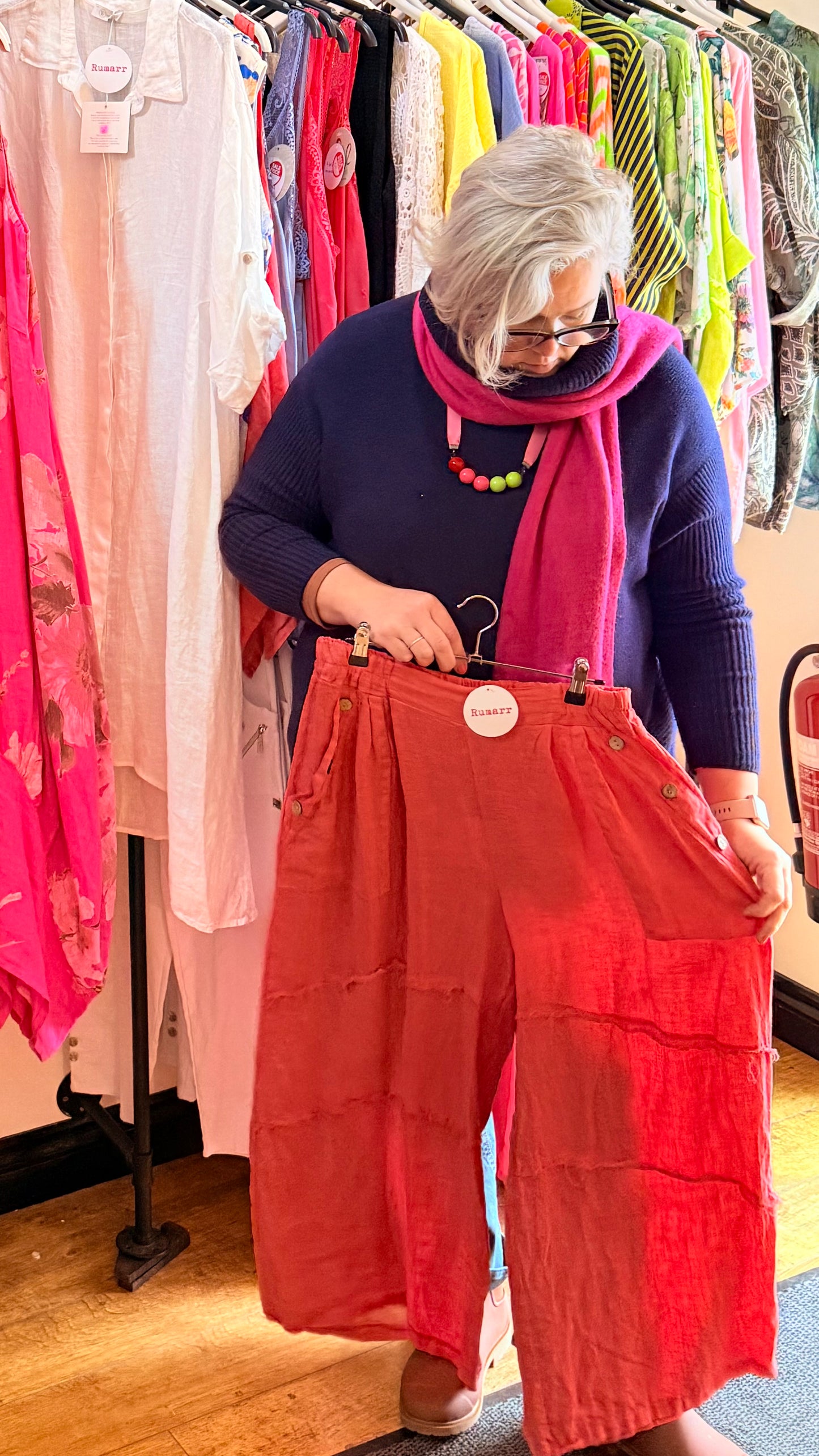 Fringe detail linen trousers