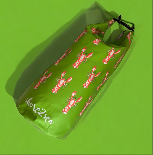 Shore2sea lobster print green dry bag 20L
