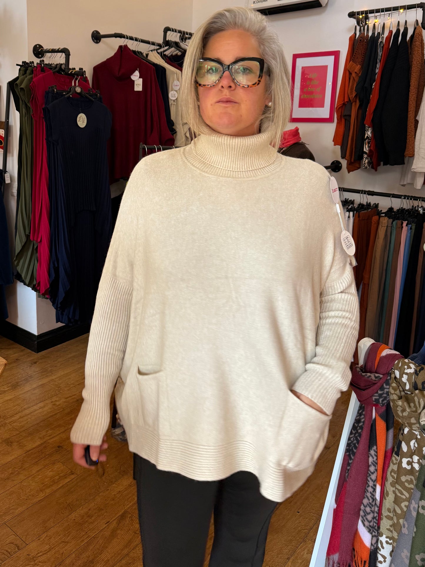 Italian soft knit roll neck