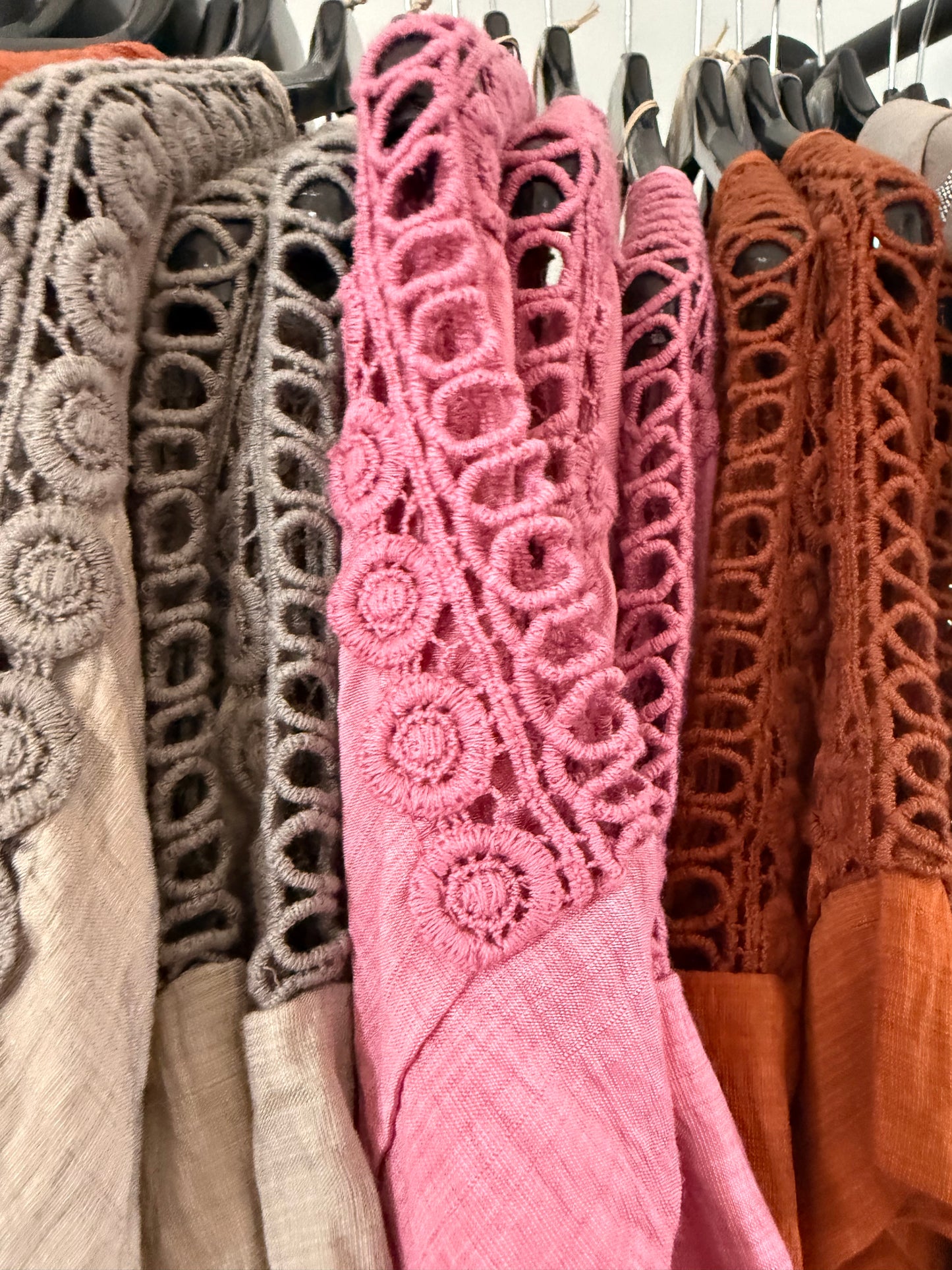 Crochet detail top with necklace- one size fits 10-18