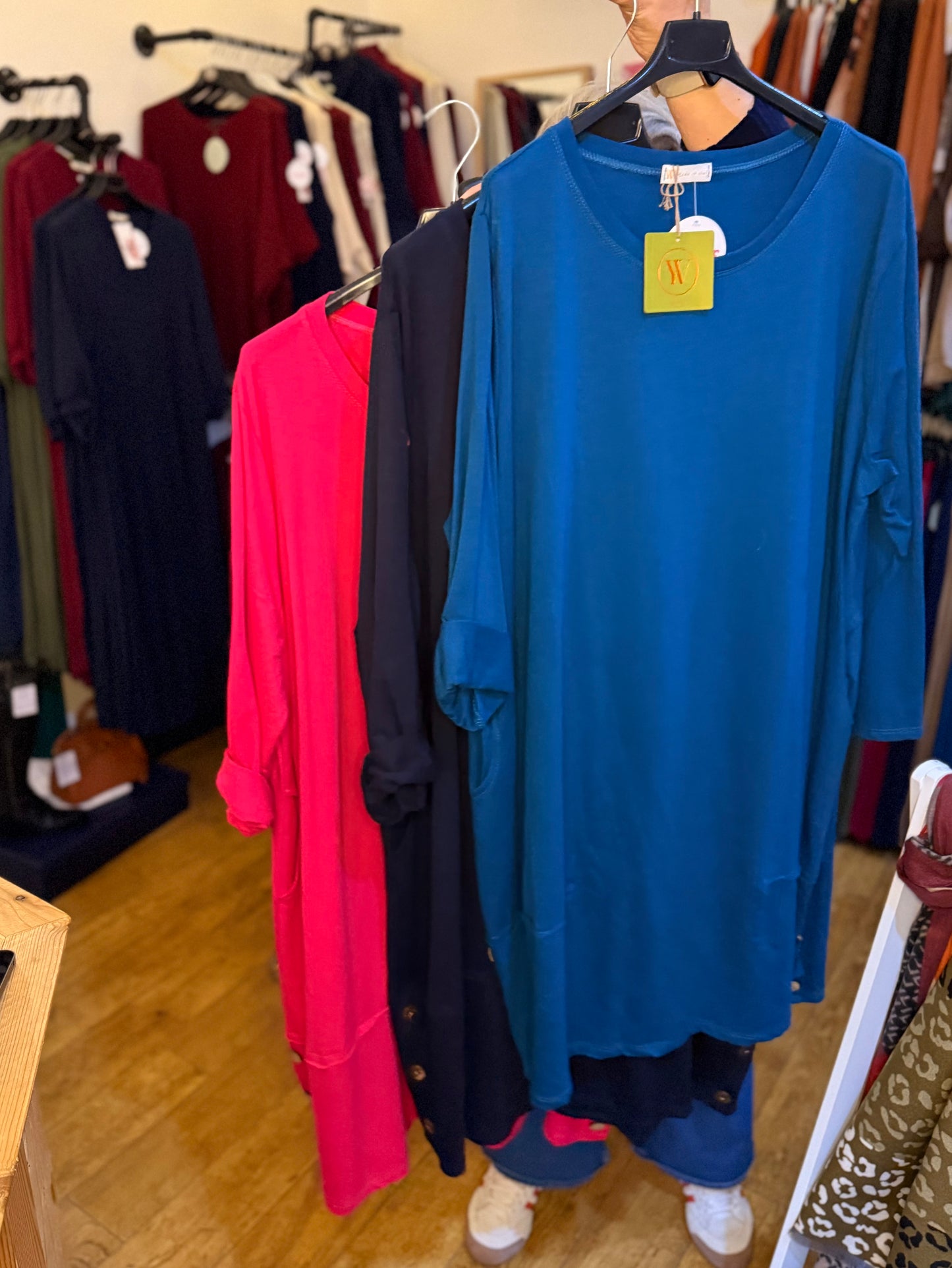 Button detail tunic dress