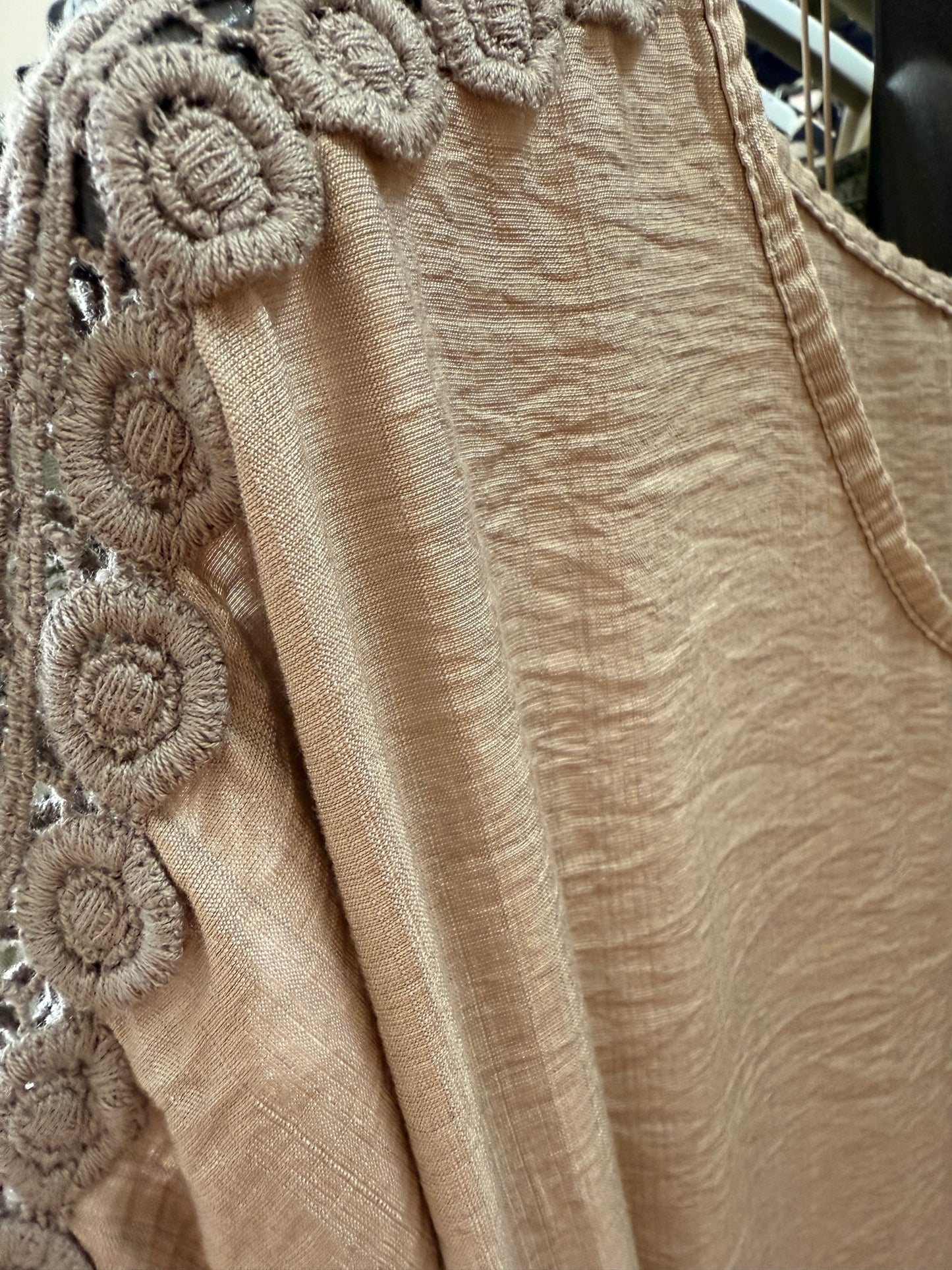 Crochet detail top with necklace- one size fits 10-18