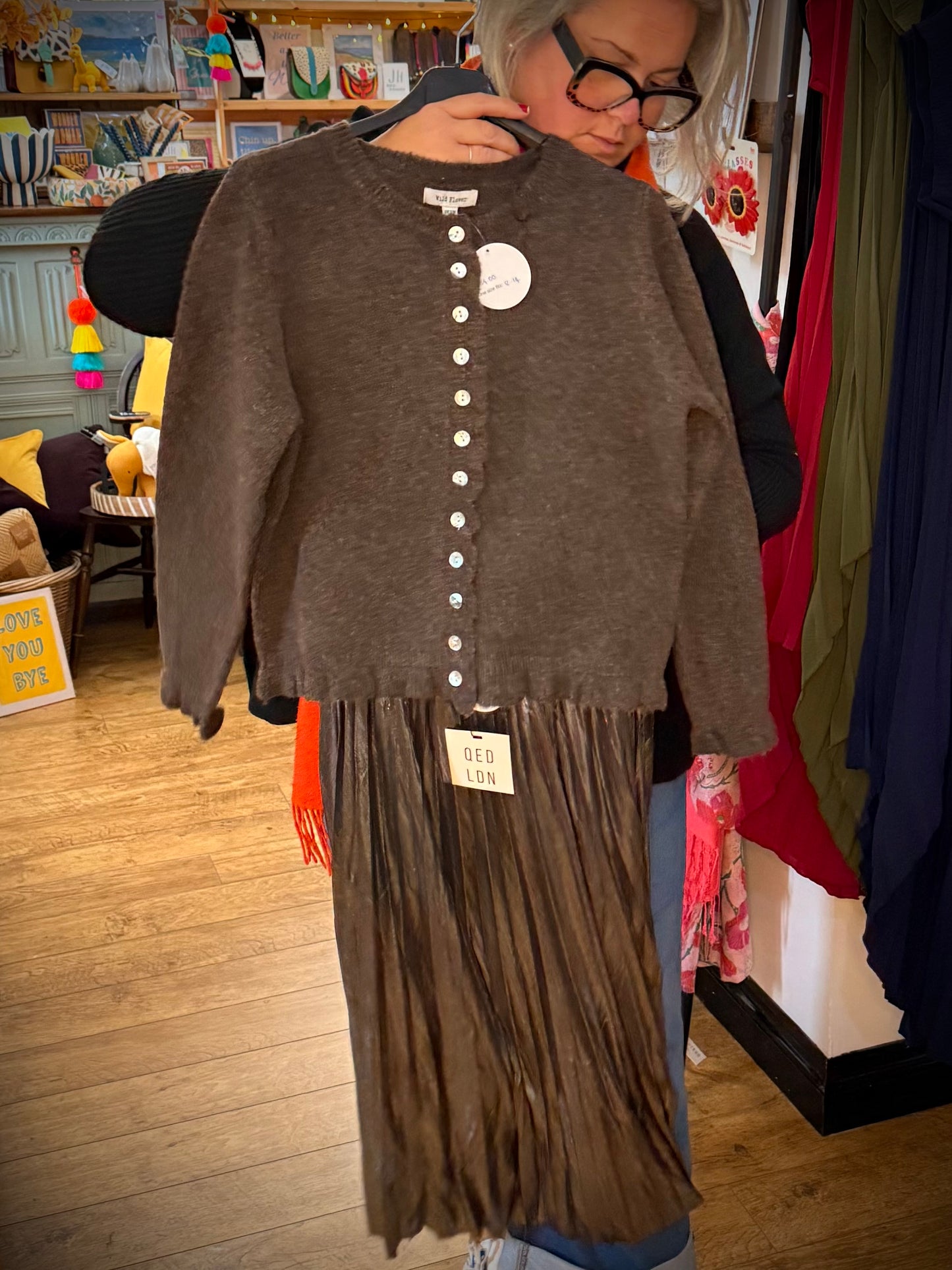 Coffee soft knit cardi