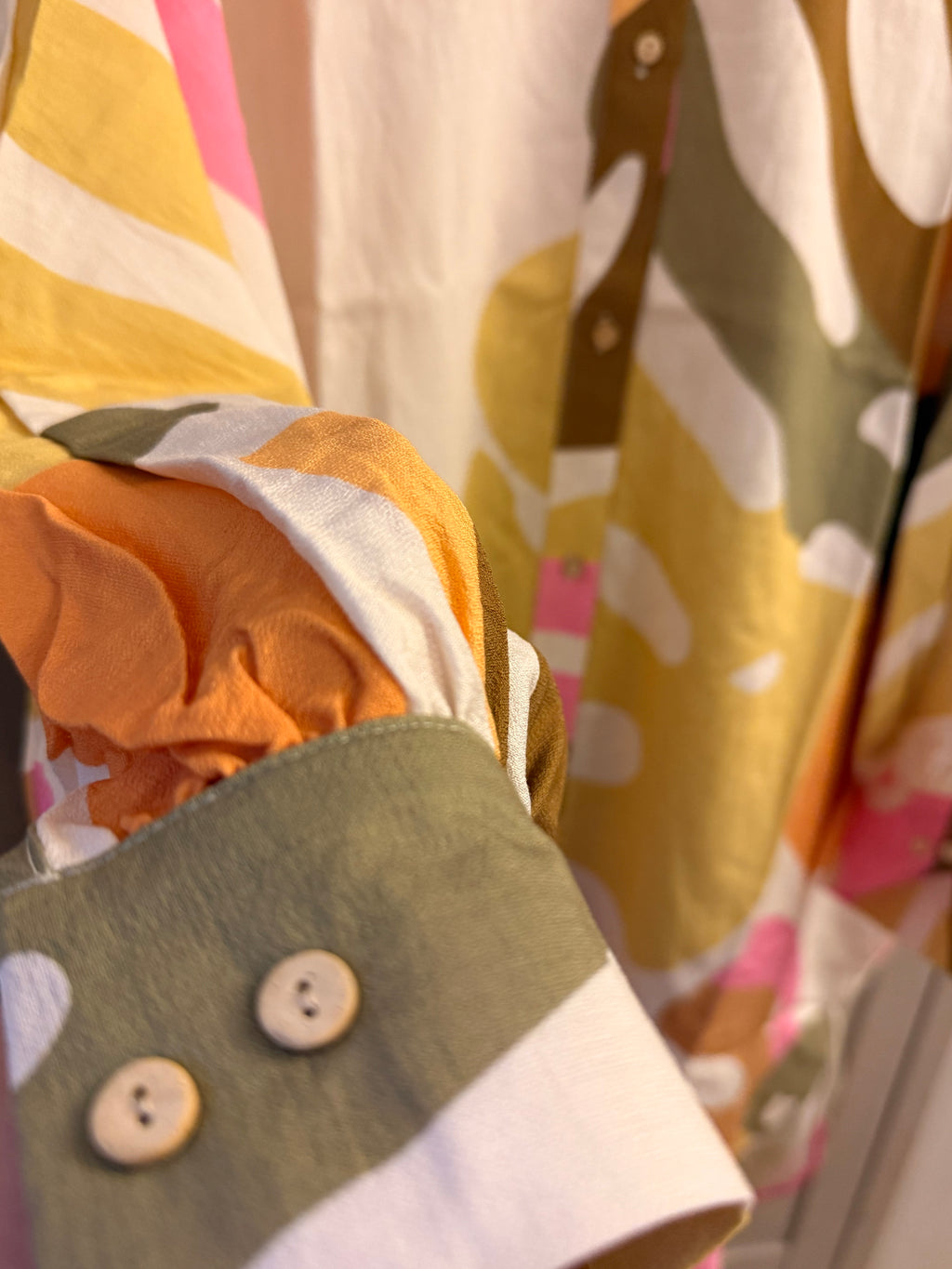 Oversized bright print shirt