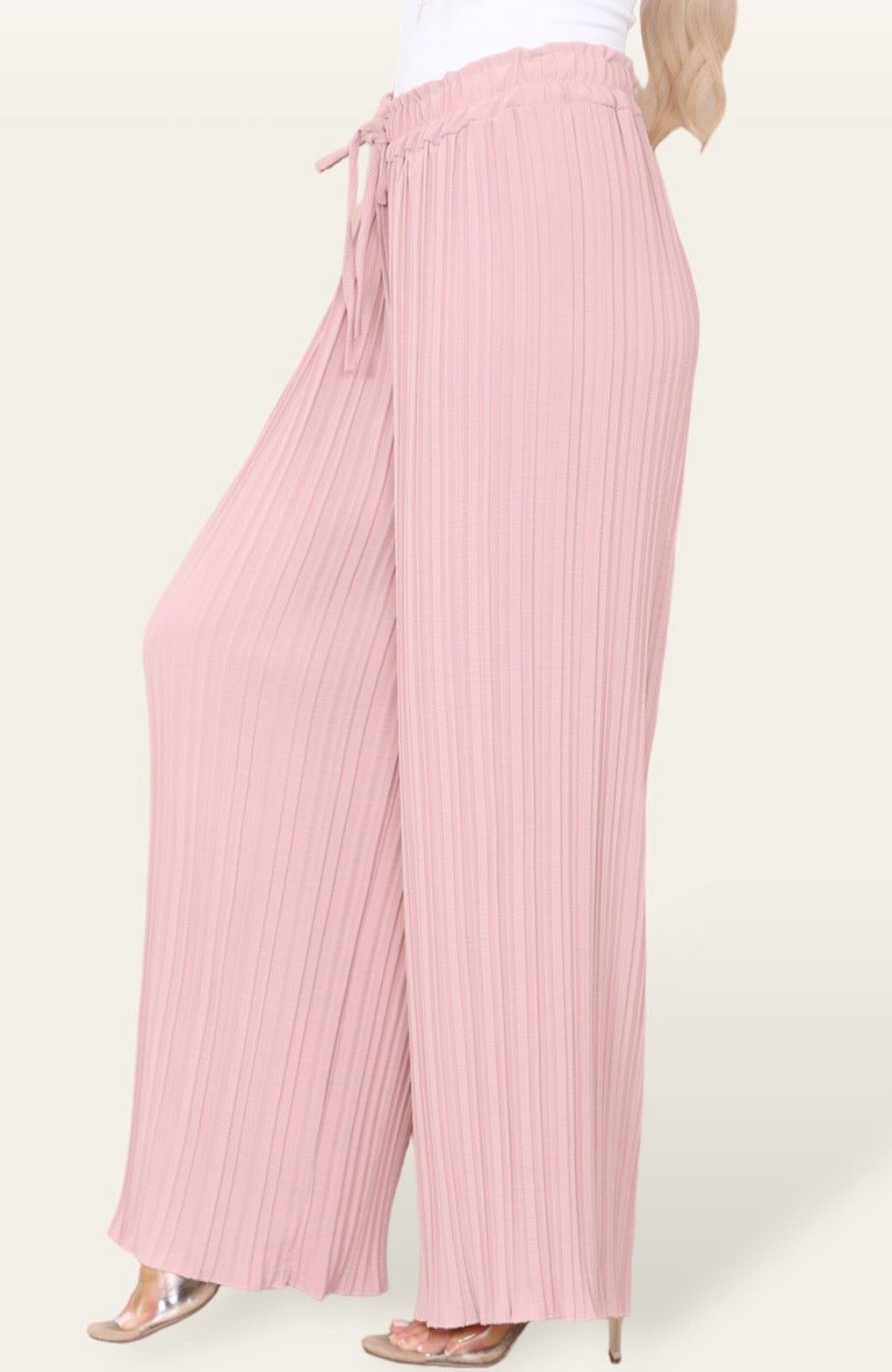 Pleated stretch trousers