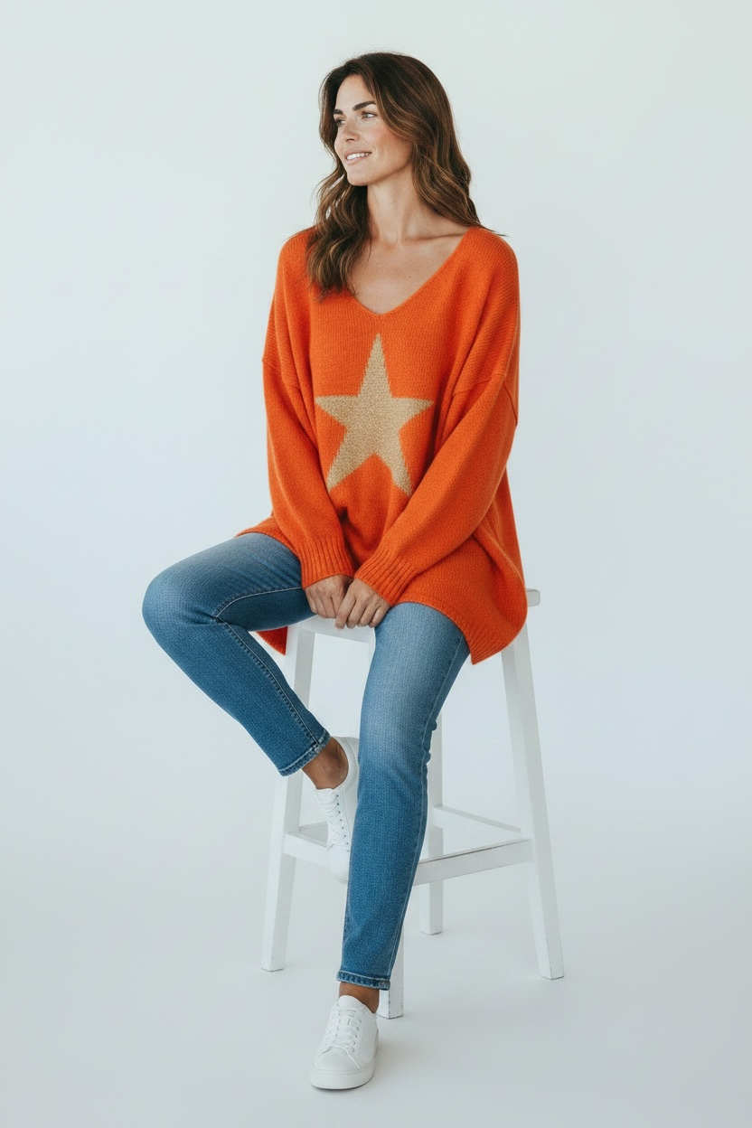 Star print oversized knit