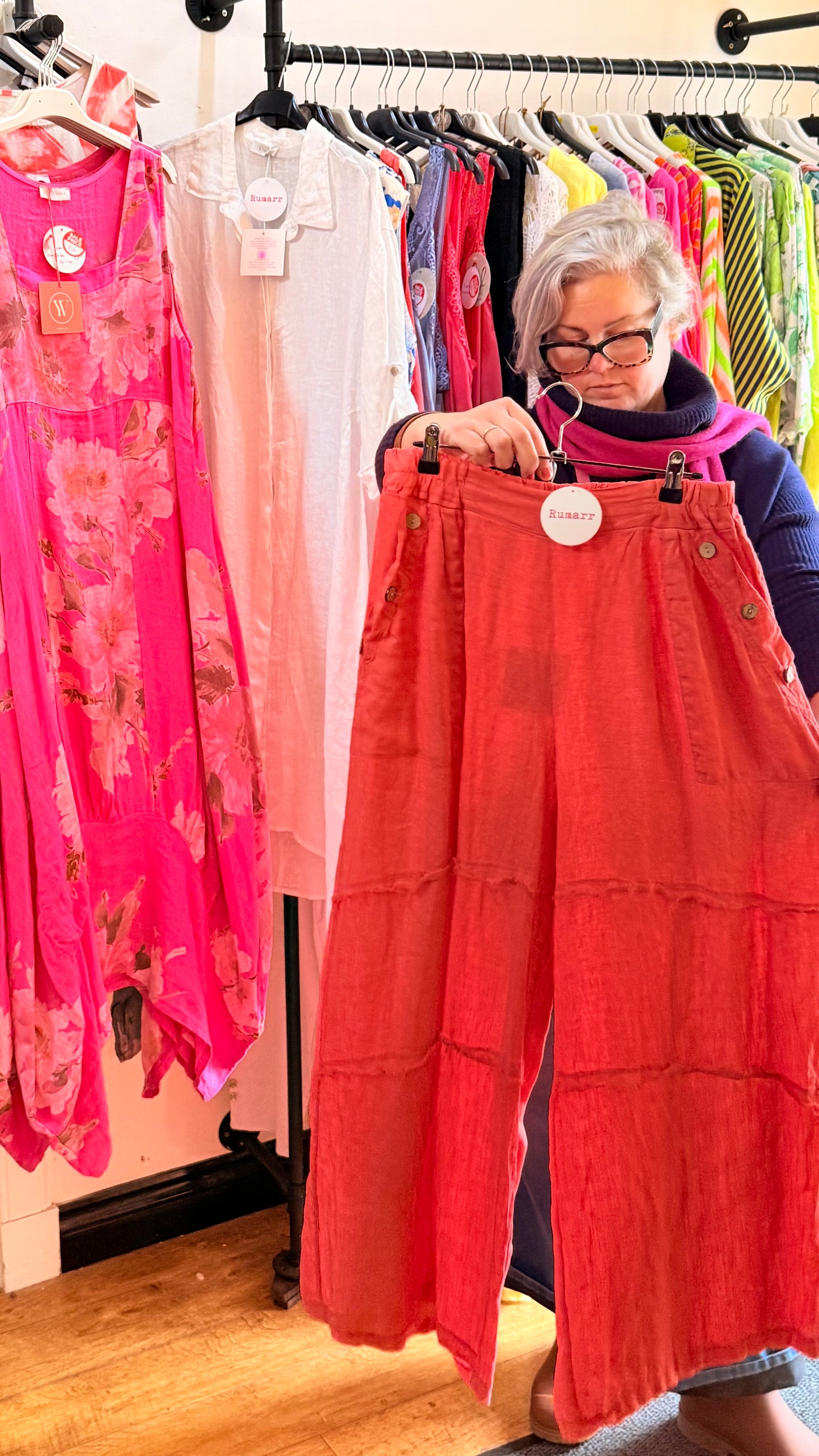 Fringe detail linen trousers