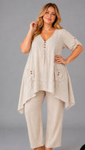 Linen Lagenlook pocket top - one size (fits 16-24)