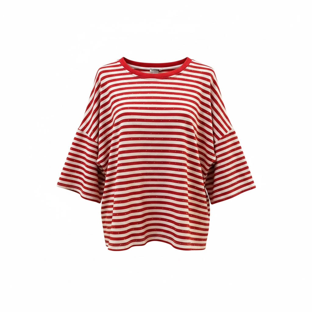 Diamante stripe boxy T-shirt