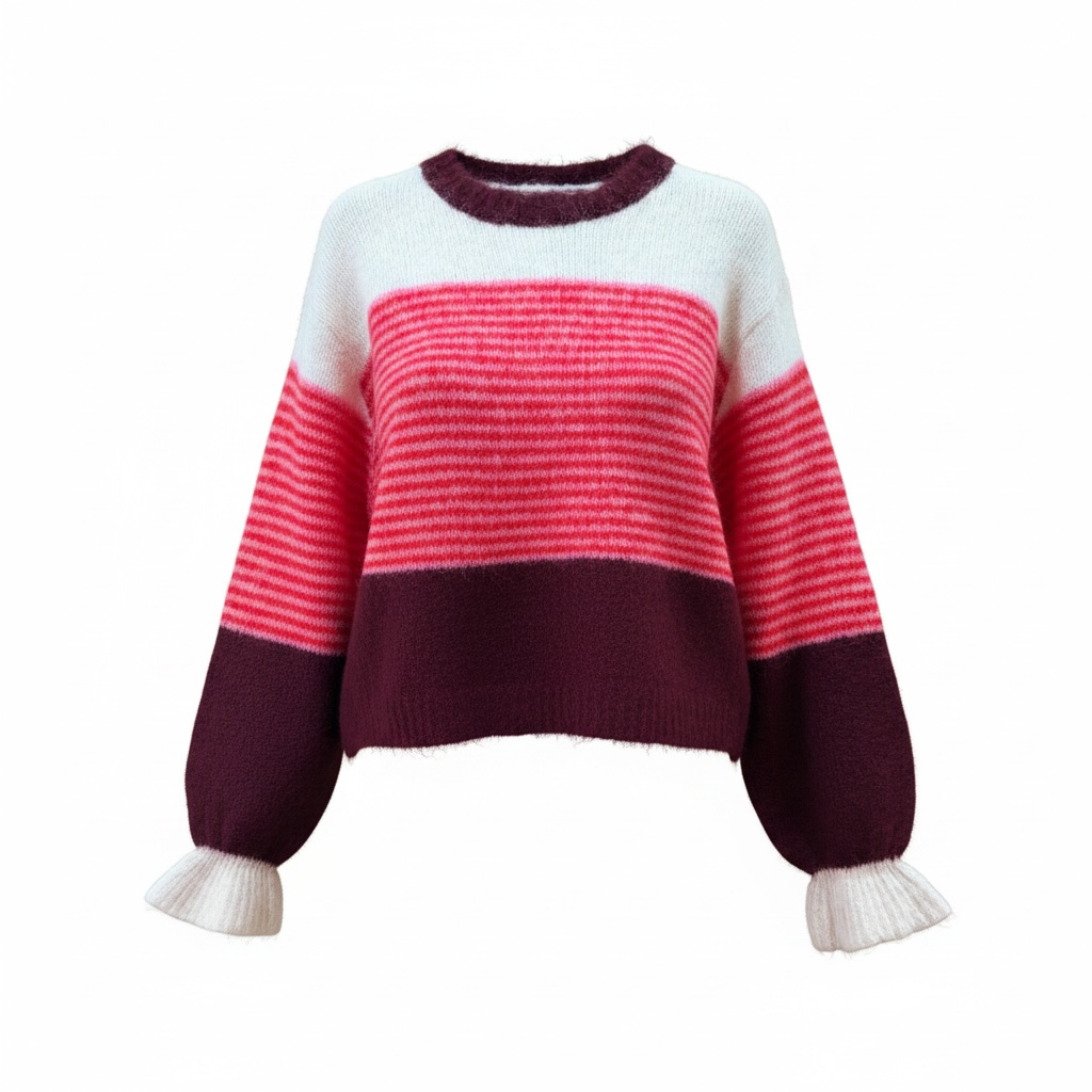 Striped round neck knit jumper