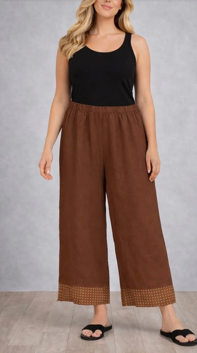 Wide leg casual linen trousers - one size (fits 10-16)