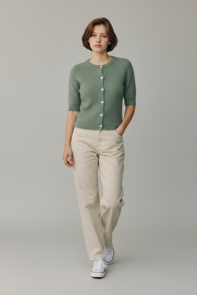 Short Sleeve Buttoned Cardi - One Size (fits 8-16)