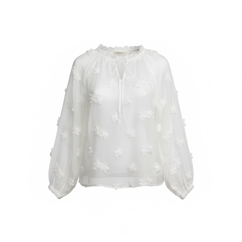 White floral embroidery top