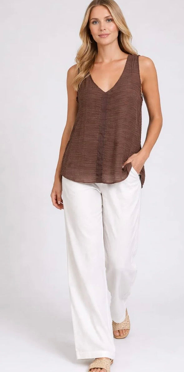 V-Neck Linen top - one size (fits 8-14)