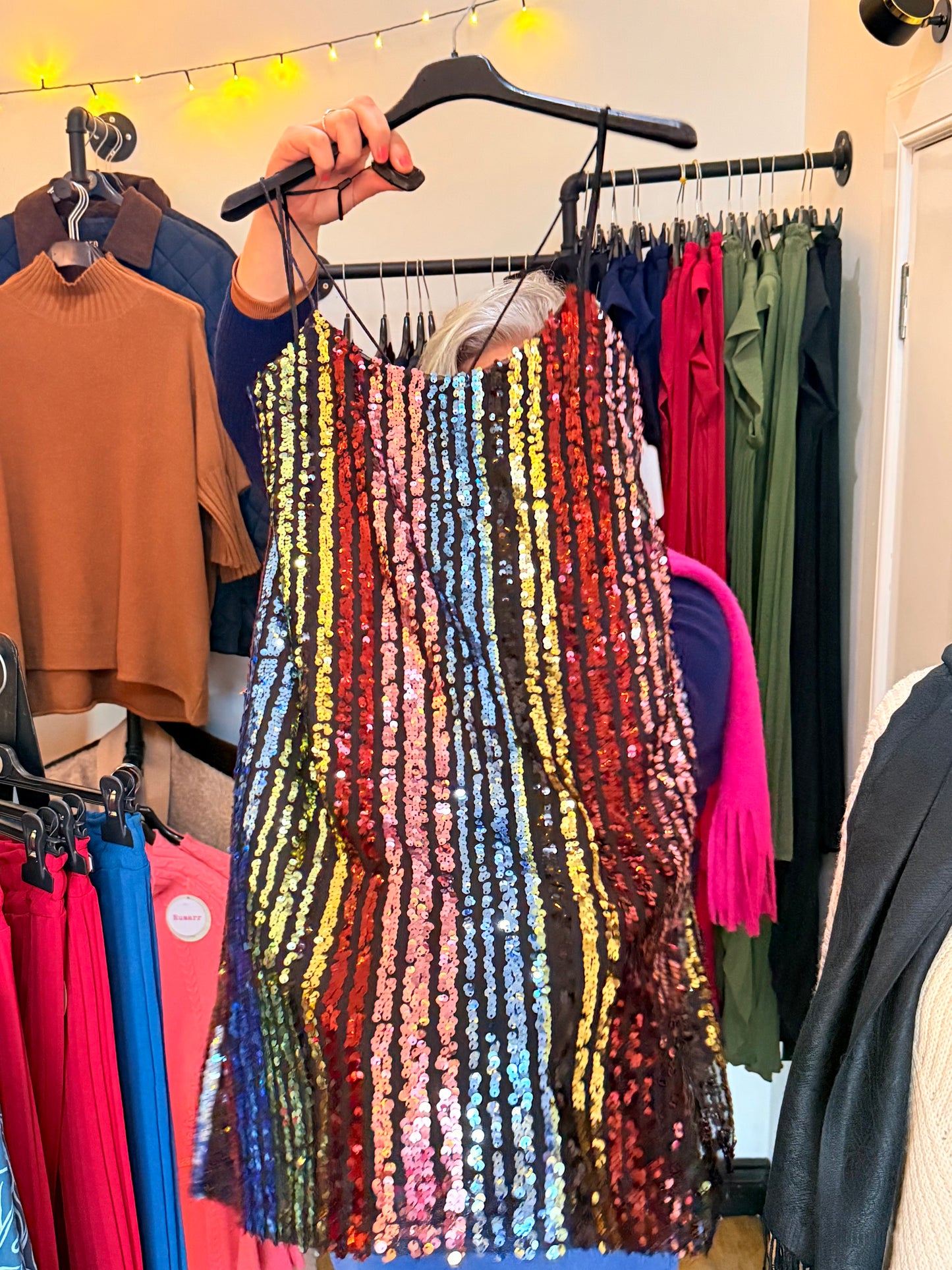 Spaghetti strap sequin dress