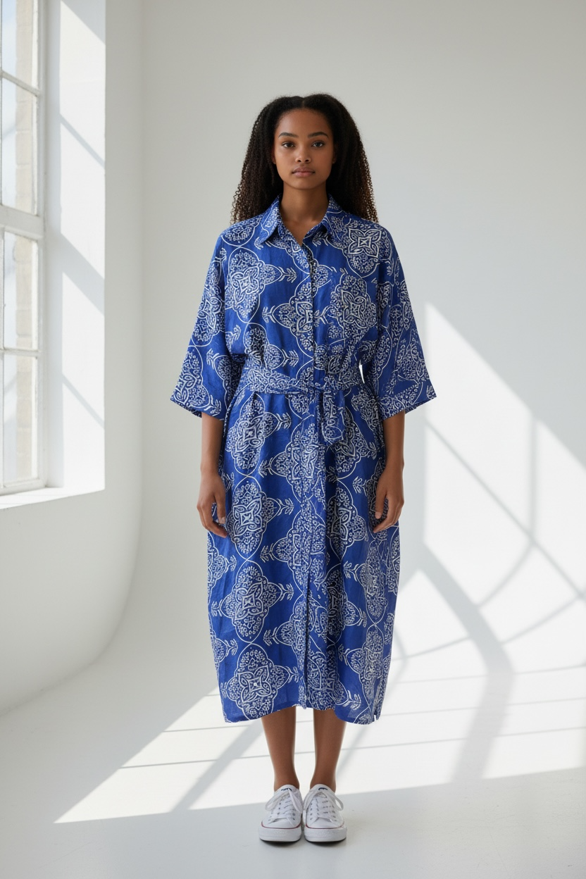 Aztec print shirt dress