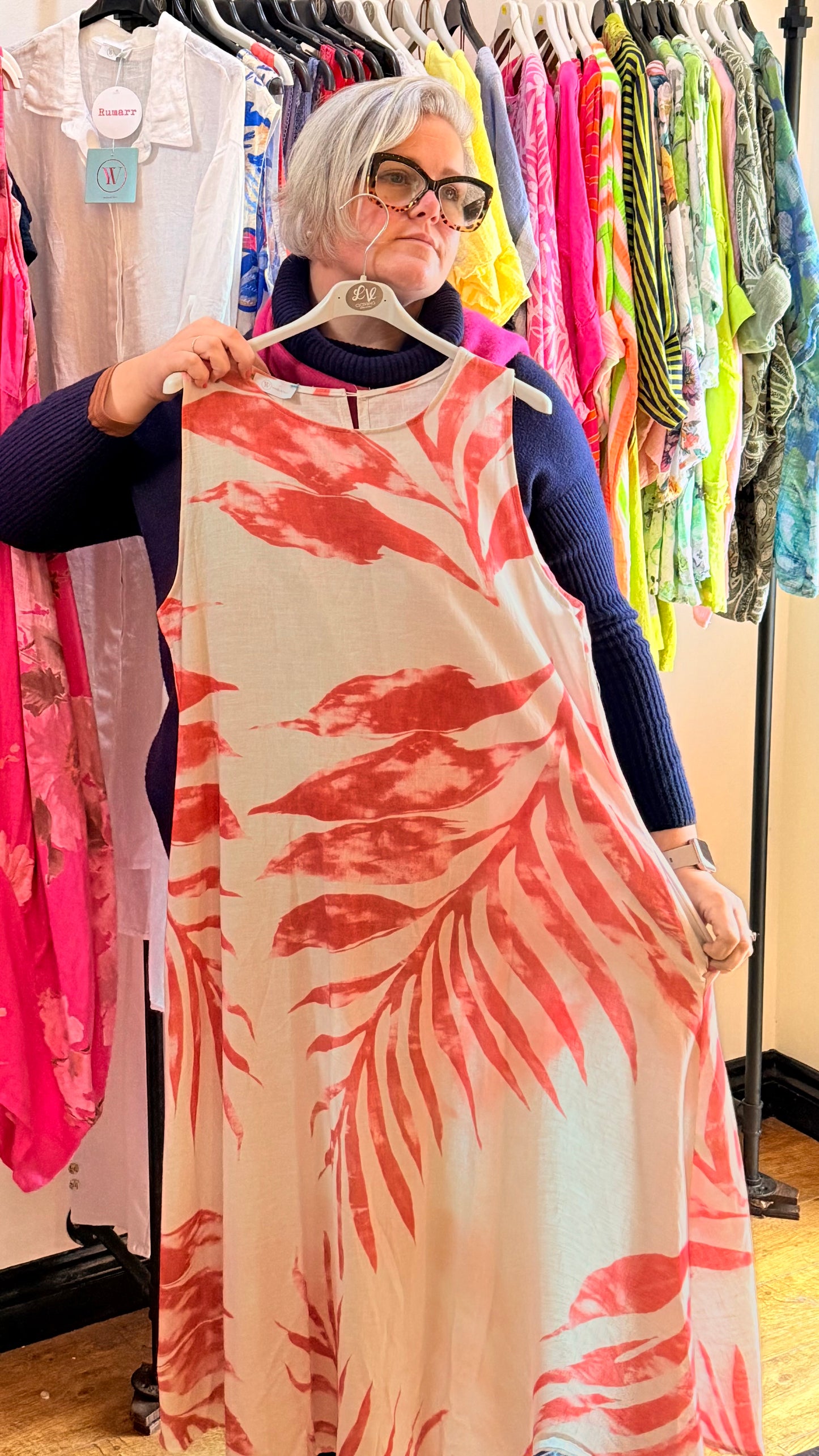 Midaxi linen dress (with pockets!) one size fits 10-16/18