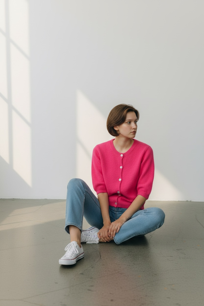 Short Sleeve Buttoned Cardi - One Size (fits 8-16)