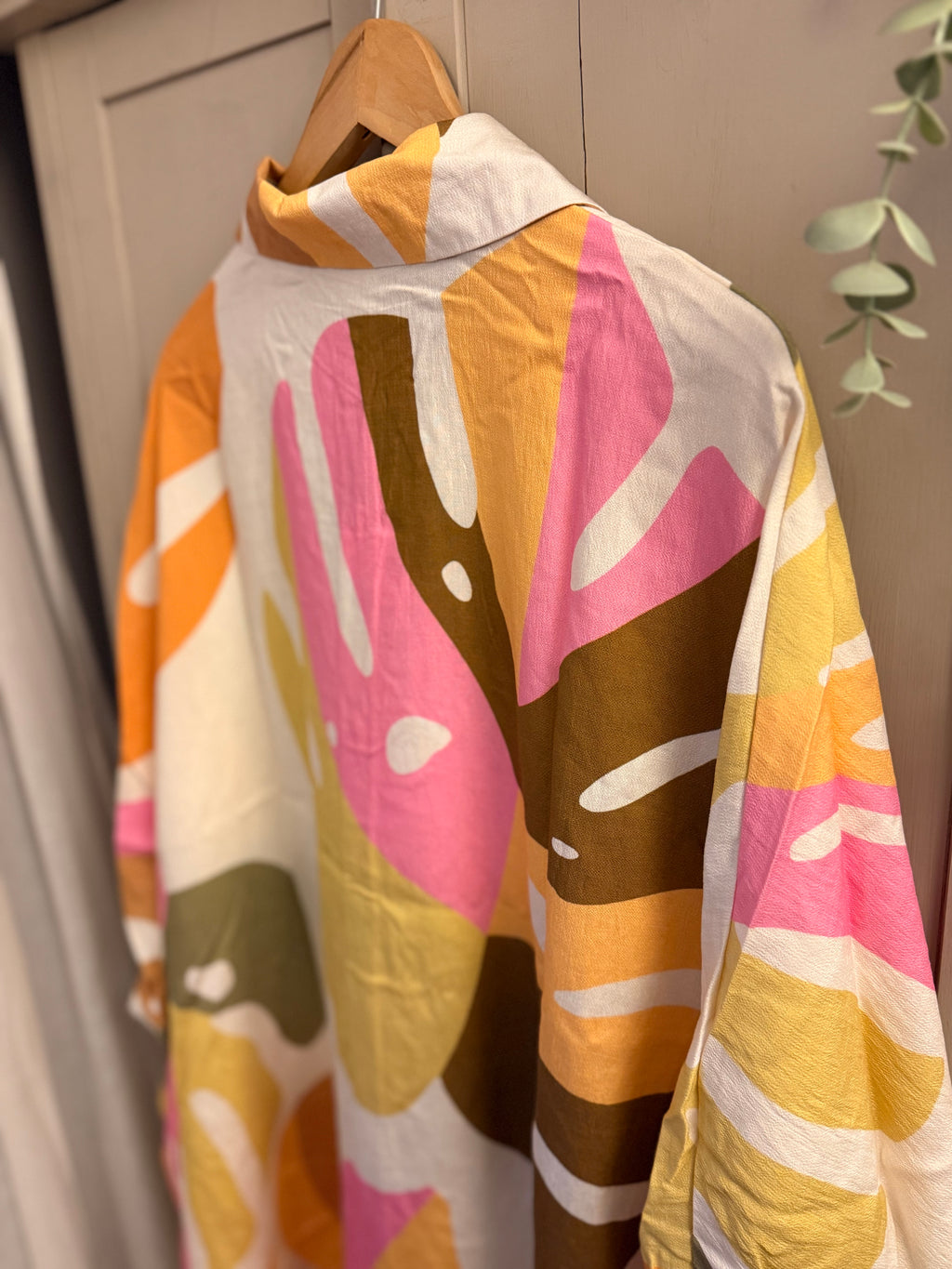Oversized bright print shirt
