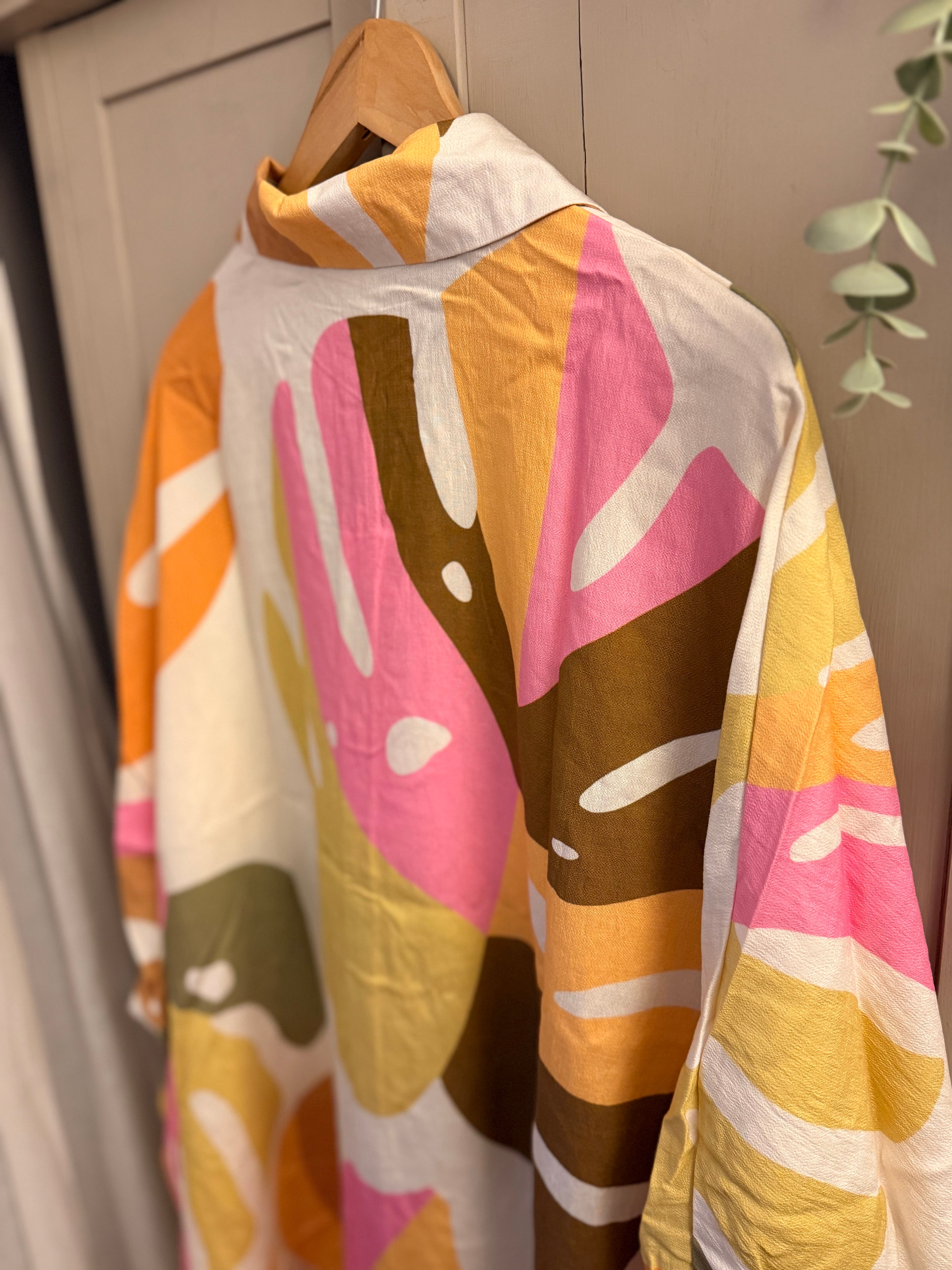 Oversized bright print shirt