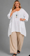 Cotton Lagenlook pocket tunic style top - one size (fits 18-24)