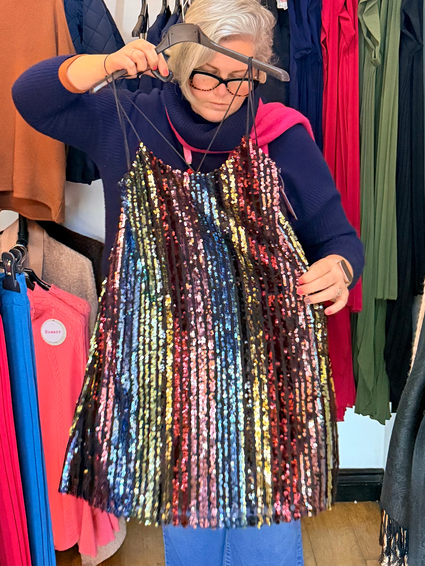 Spaghetti strap sequin dress