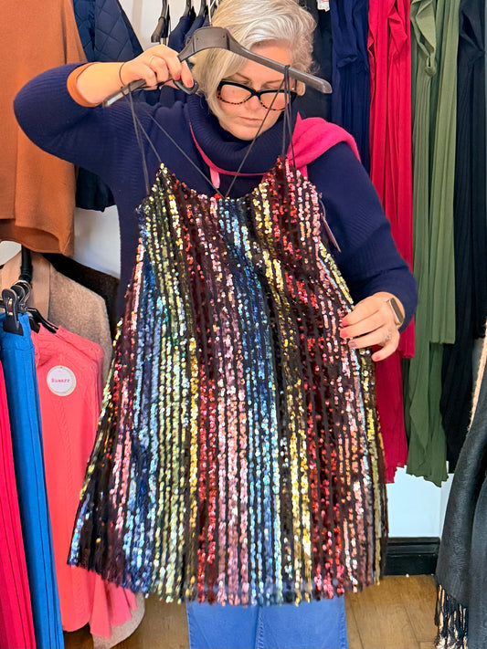 Spaghetti strap sequin dress