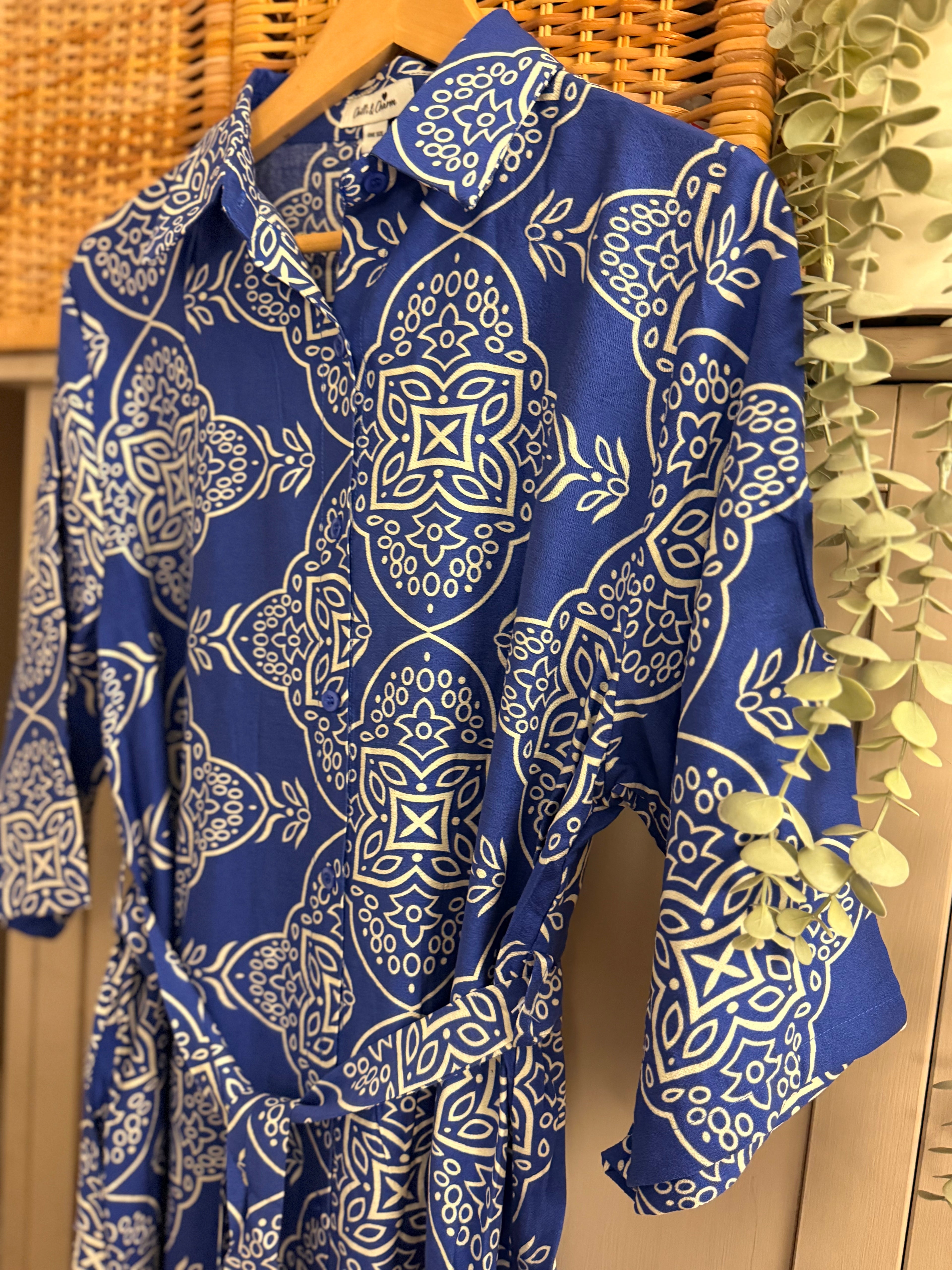 Aztec print shirt dress