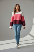 Striped round neck knit jumper