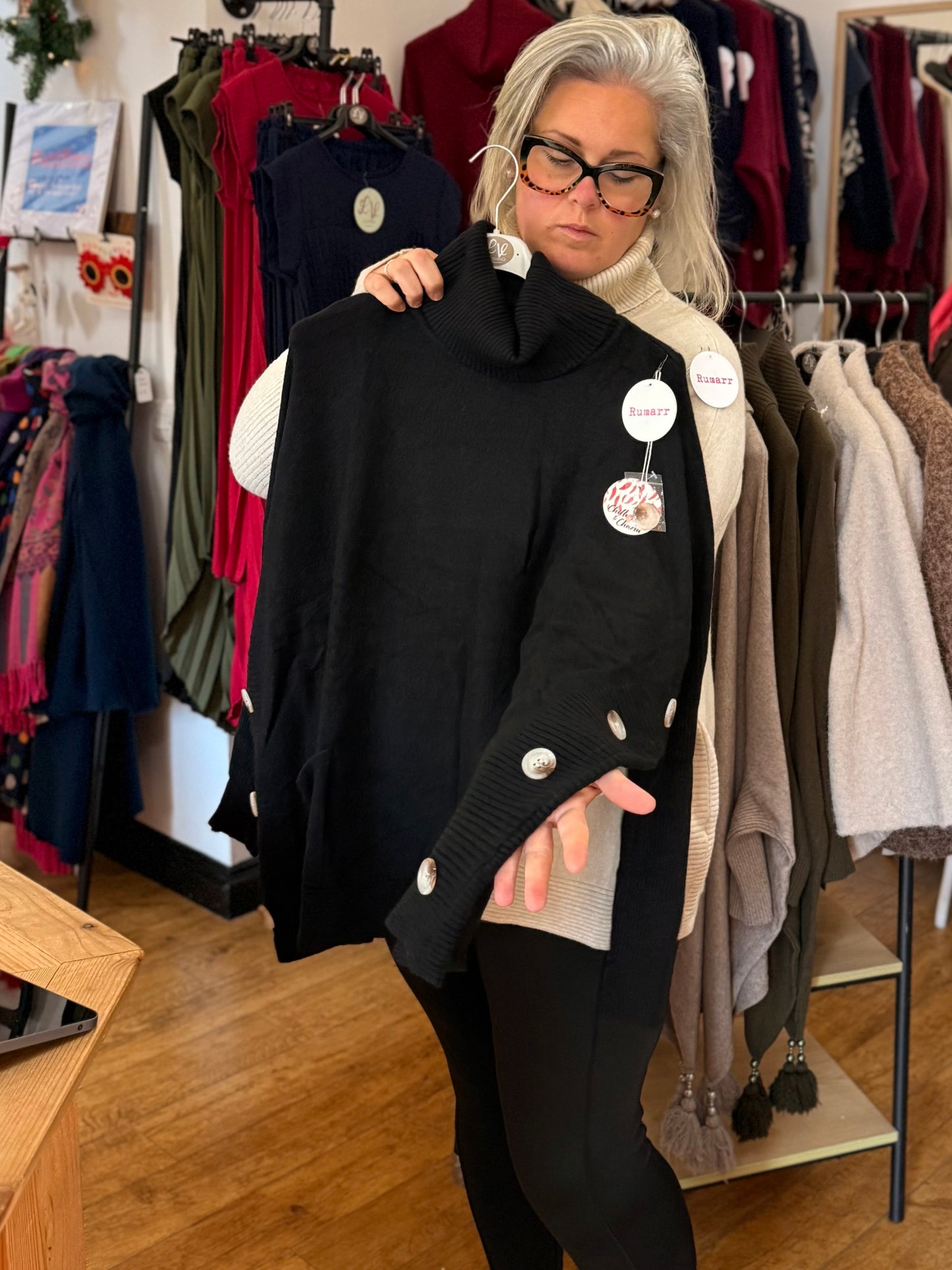 Italian soft knit roll neck