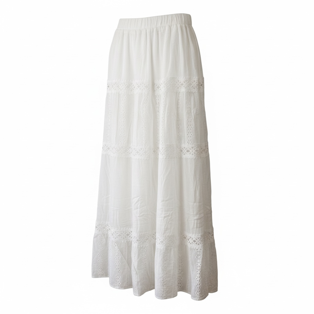 White Broderie maxi skirt