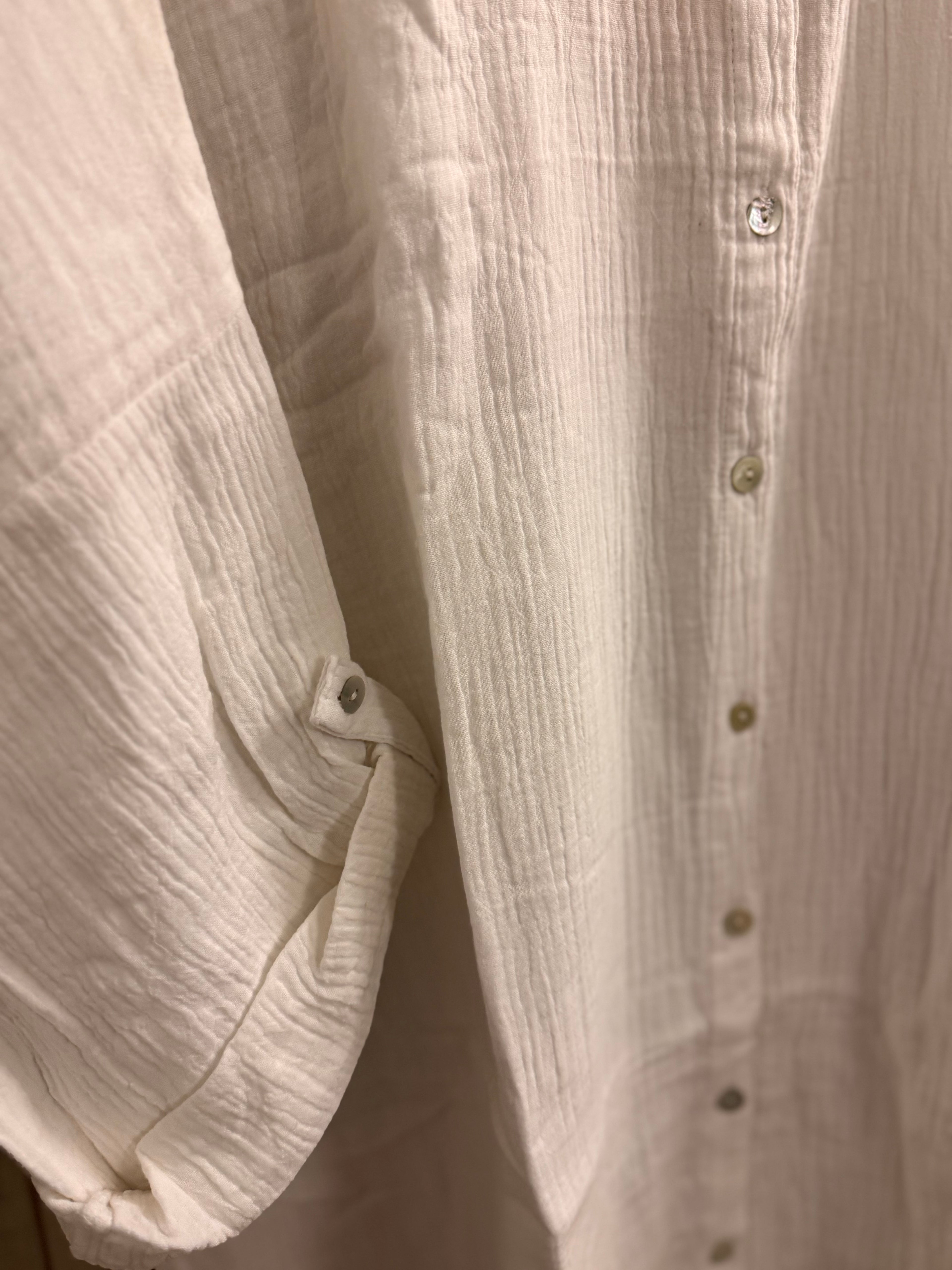 White oversized crinkle shirt