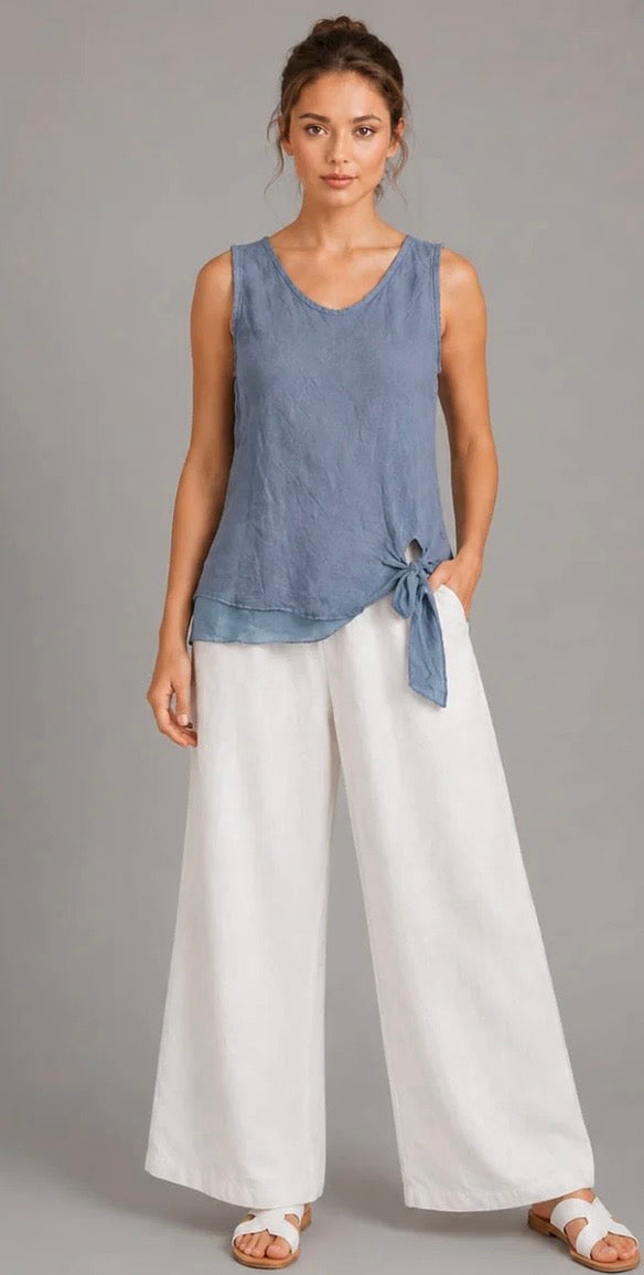 Linen Knot detail top - one size (fits 8-14)