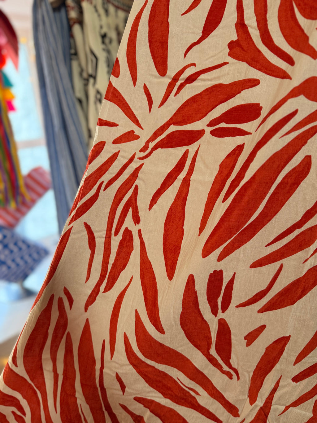 Orange leaf print Midaxi dress