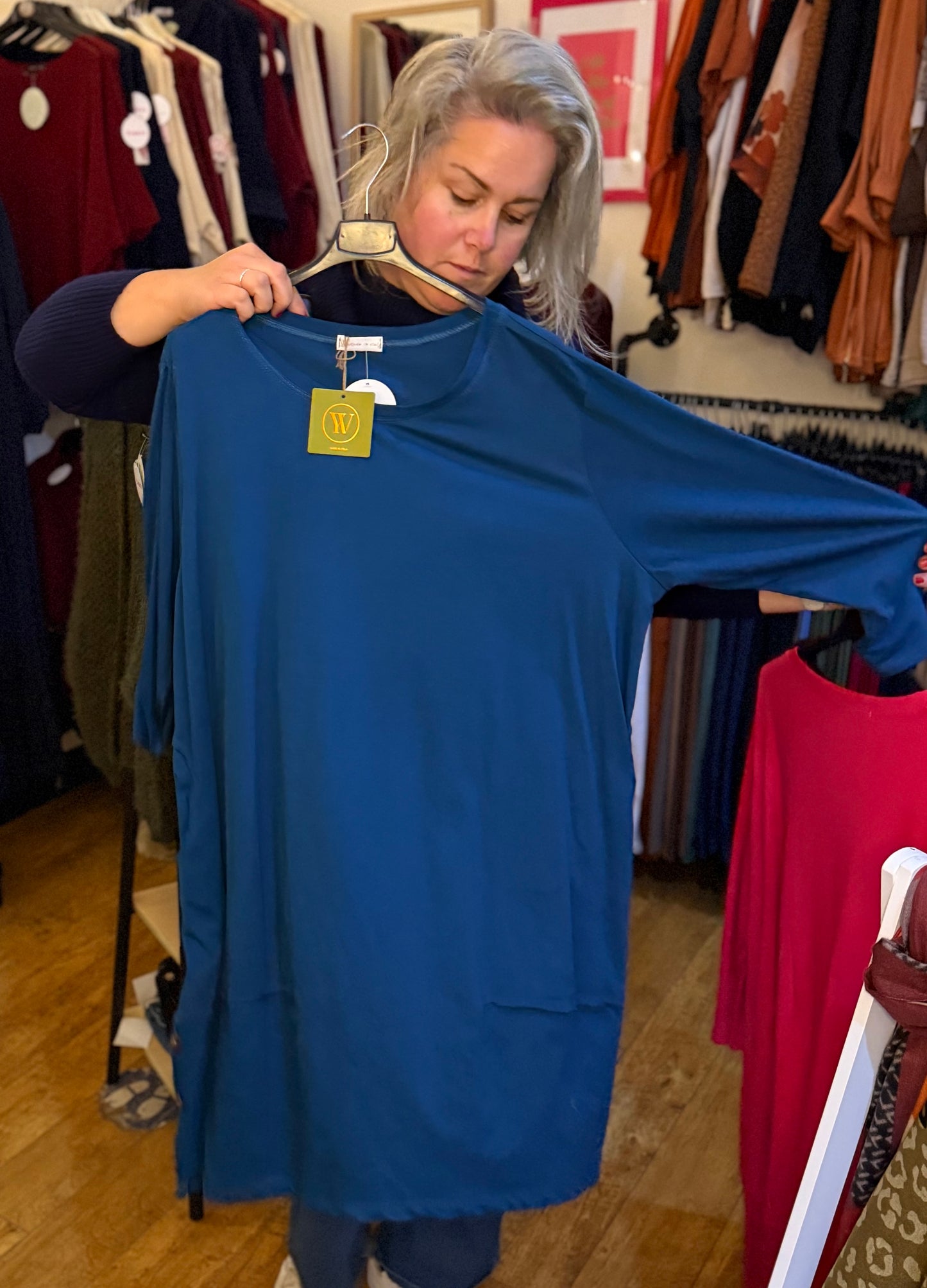 Button detail tunic dress