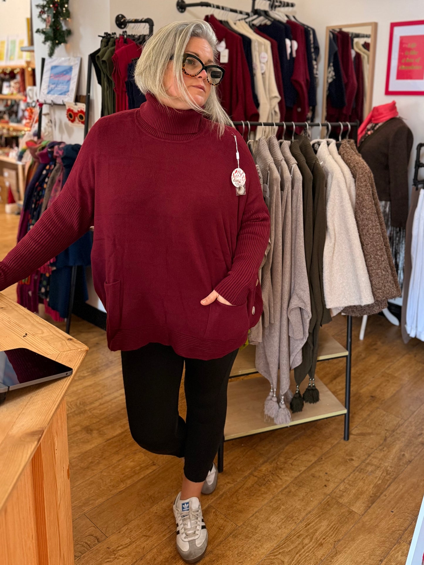 Italian soft knit roll neck