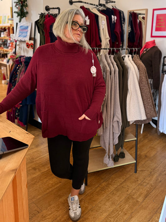 Italian soft knit roll neck