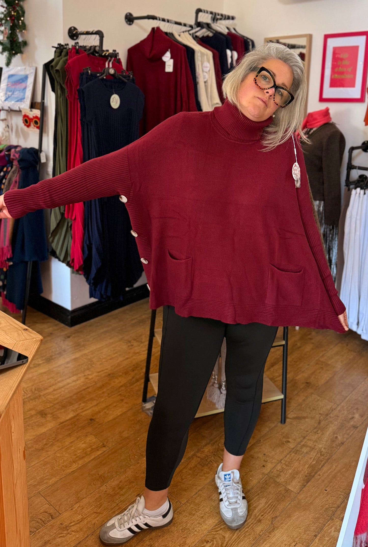 Italian soft knit roll neck