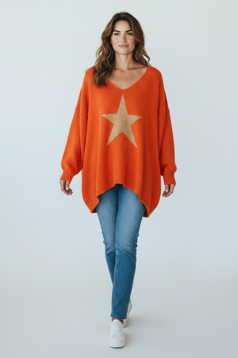 Star print oversized knit