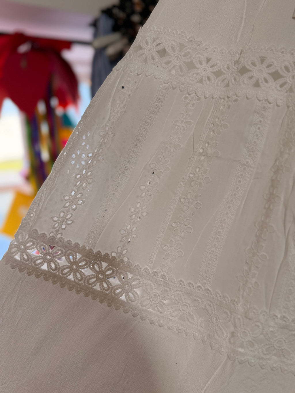 White Broderie maxi skirt