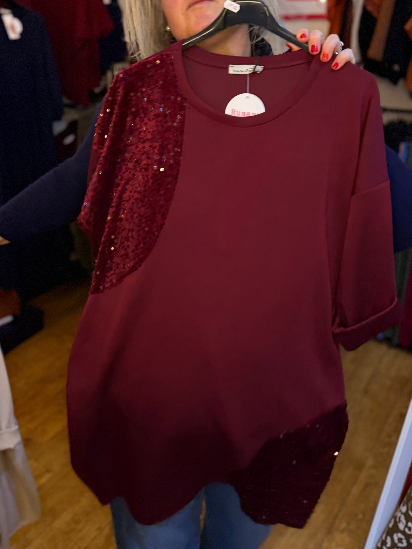 Sequin detail tunic dress
